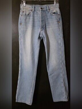 Bliss & Mischief Women's Collector Classic Straight Leg Jeans Light Blue Size 28
